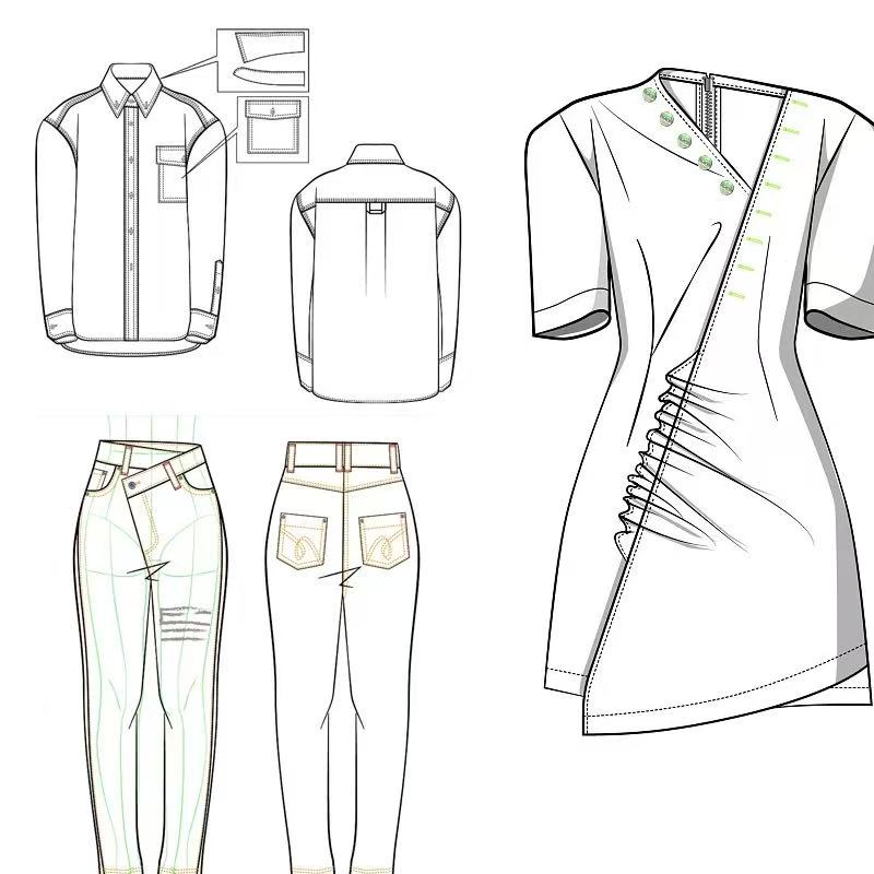 Foreign clothing illustrator Marina watercolor clothing design hand-drawn effect drawing INS dress hand-painted manuscript material