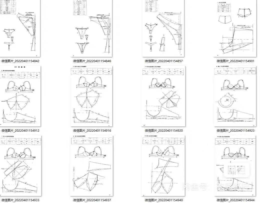 Bikini & Lingerie Pattern Sheets/Structure  Detailed Manufacturing Procedures