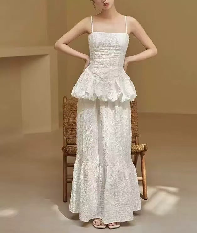 Flower bud suspender top half skirt two-piece clothing 1:1 paper sample cropping