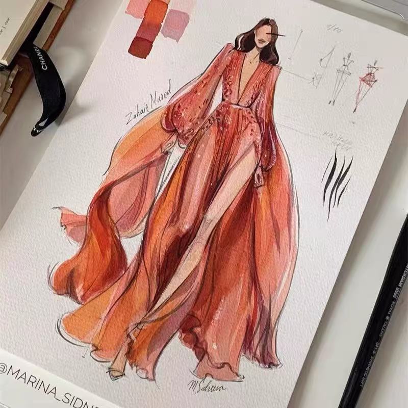 drawing INS dress hand-painted manuscript material